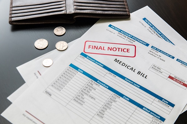 Final notice document for unpaid medical bills for a personal injury
