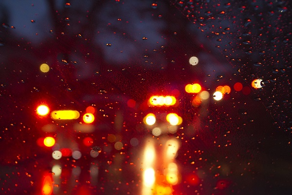 Flashing emergency lights responding to a motor vehicle accident in Ohio